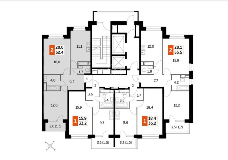 Продажа 2-комнатной квартиры 52,4 м², 16/18 этаж