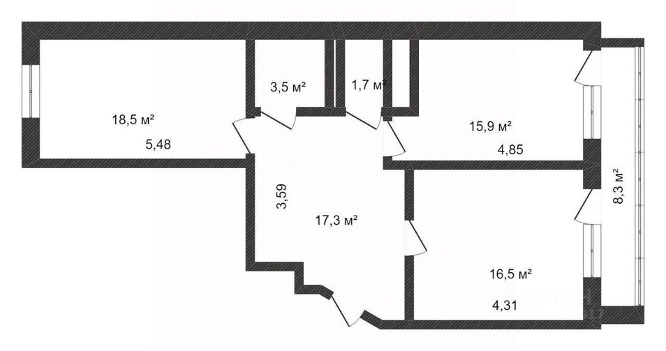 Продажа 2-комнатной квартиры 73,6 м², 3/16 этаж