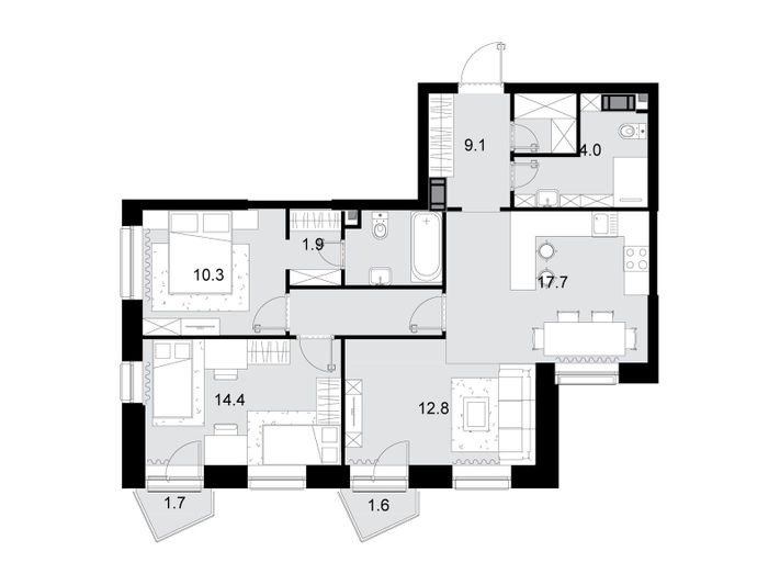Продажа 3-комнатной квартиры 78,7 м², 23/28 этаж