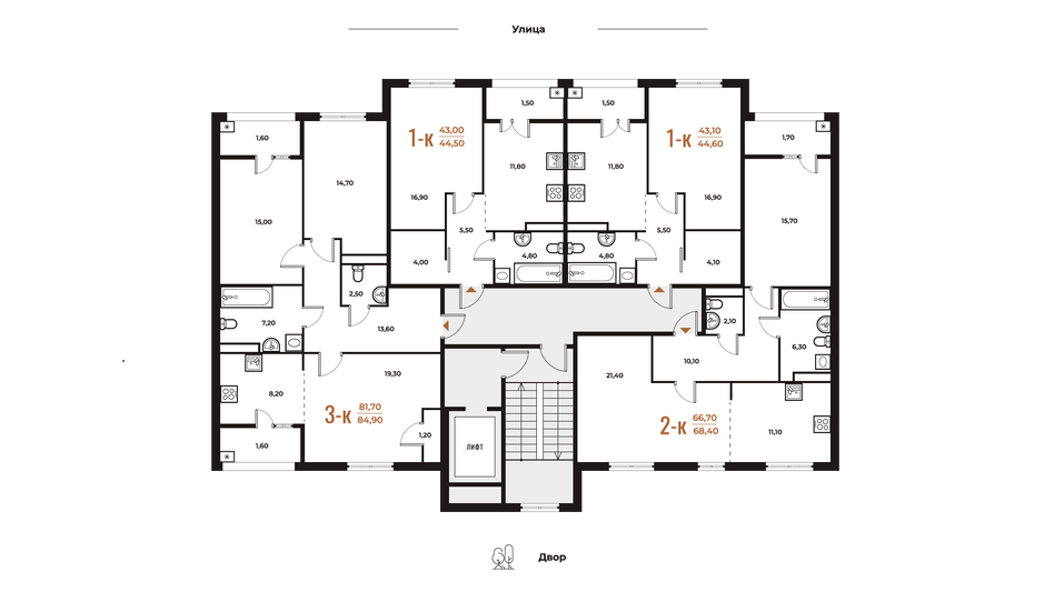 Продажа 1-комнатной квартиры 44,5 м², 4 этаж