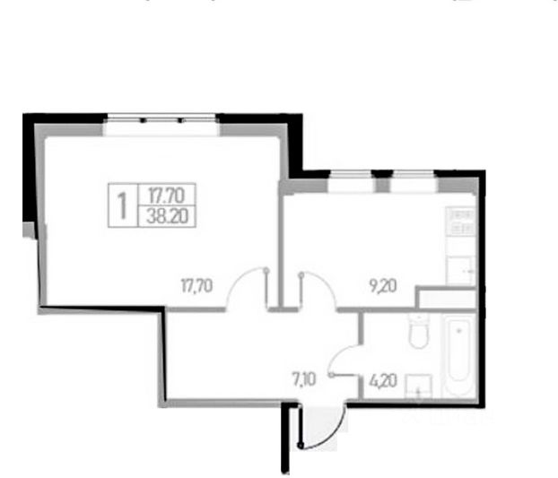 Продажа 1-комнатной квартиры 38,3 м², 1/3 этаж