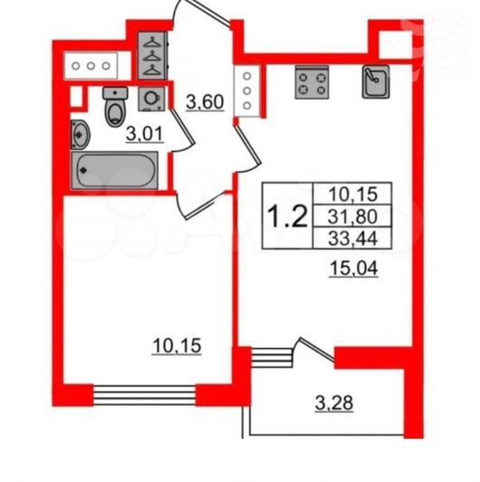 Продажа 1-комнатной квартиры 33 м², 18/18 этаж