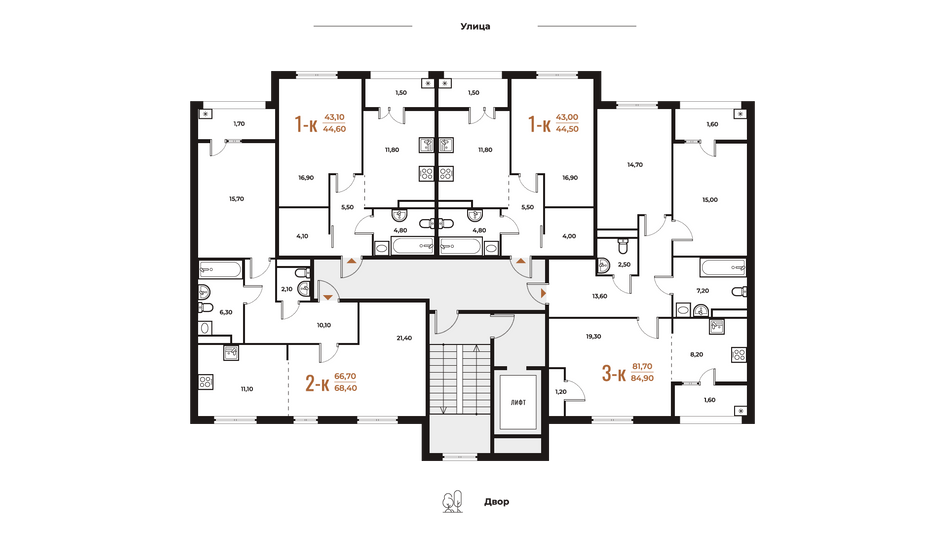 Продажа 1-комнатной квартиры 44,5 м², 5 этаж