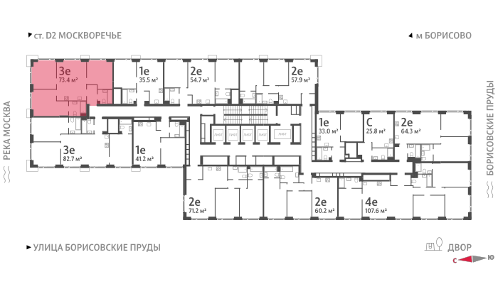 Продажа 3-комнатной квартиры 73,4 м², 39/52 этаж