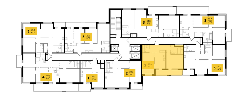 Продажа 2-комнатной квартиры 60,9 м², 24/24 этаж