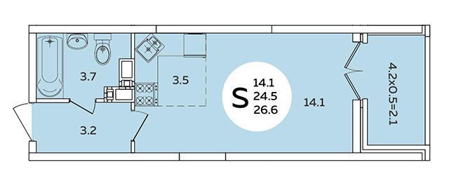 Продажа квартиры-студии 26,6 м², 11/24 этаж