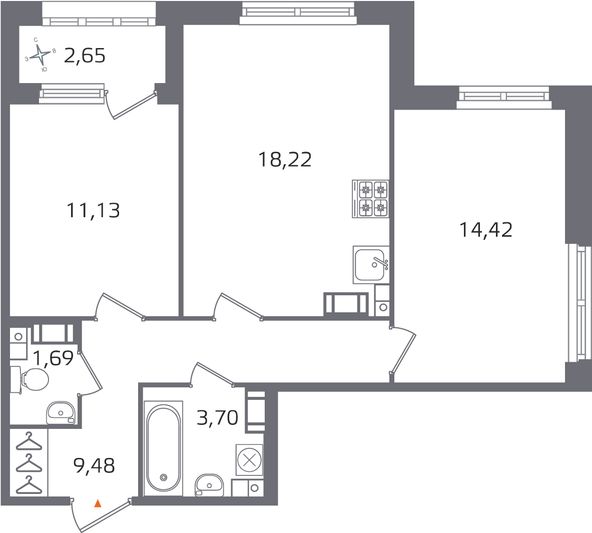 Продажа 2-комнатной квартиры 60 м², 11/17 этаж