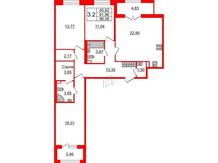 Продажа 3-комнатной квартиры 92 м², 2/12 этаж