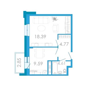 Продажа 1-комнатной квартиры 40 м², 5/5 этаж