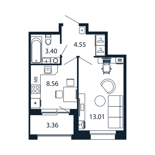 Продажа 1-комнатной квартиры 31,2 м², 3/12 этаж