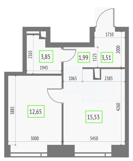 Продажа 1-комнатной квартиры 37,5 м², 16/57 этаж