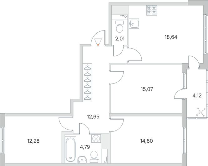 Продажа 3-комнатной квартиры 82,1 м², 5/8 этаж