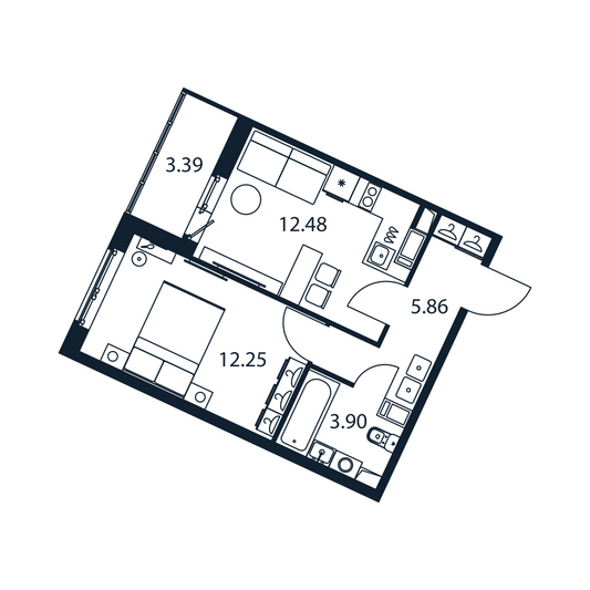 Продажа 1-комнатной квартиры 36,2 м², 4/12 этаж