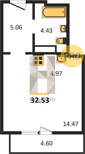 Продажа квартиры-студии 32,5 м², 20/27 этаж