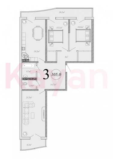 Продажа 4-комнатной квартиры 97,8 м², 12/22 этаж