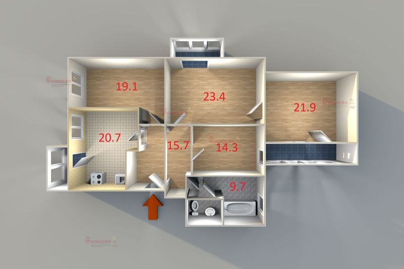 Продажа 4-комнатной квартиры 132 м², 6/9 этаж
