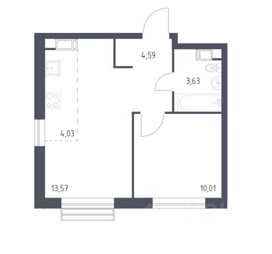 Продажа 2-комнатной квартиры 38,5 м², 2/20 этаж