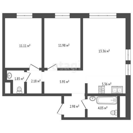 Продажа 2-комнатной квартиры 59,6 м², 13/17 этаж