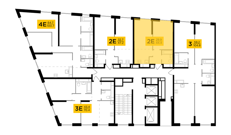 Продажа 2-комнатной квартиры 44,4 м², 29/30 этаж