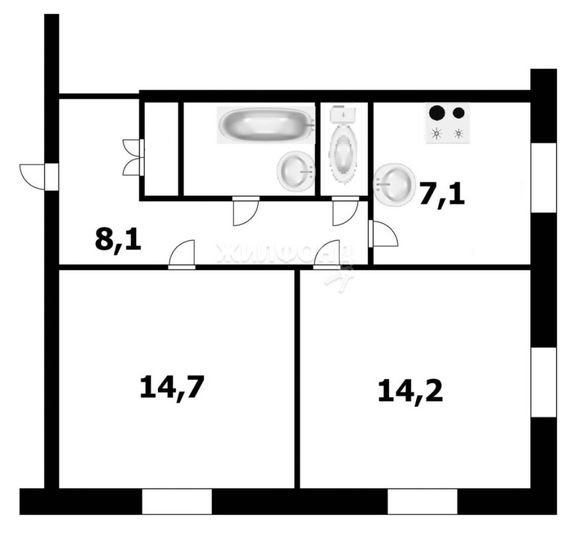 Продажа 2-комнатной квартиры 49,4 м², 1/4 этаж