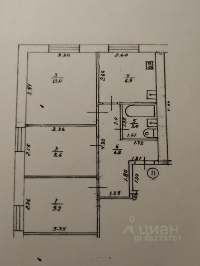 Продажа 3-комнатной квартиры 47,5 м², 2/3 этаж