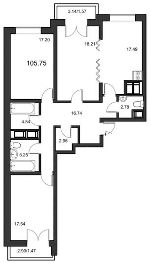Продажа 3-комнатной квартиры 105,4 м², 24/24 этаж