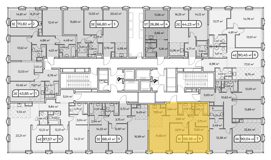 Продажа 2-комнатной квартиры 69 м², 10/14 этаж