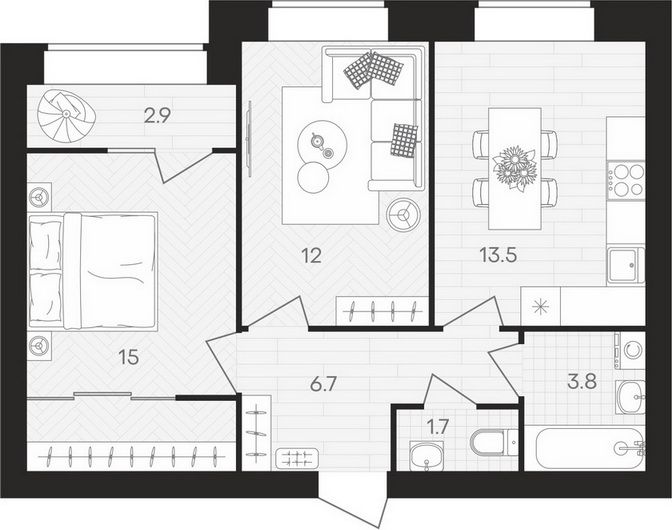 Продажа 2-комнатной квартиры 56,8 м², 8/10 этаж