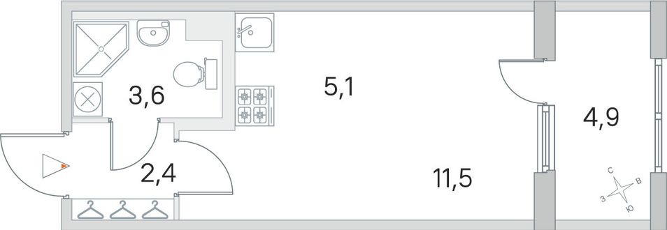 Продажа квартиры-студии 25 м², 1/5 этаж