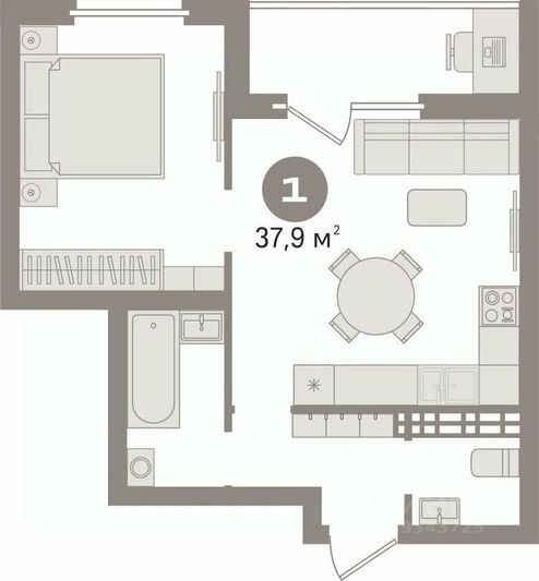 Продажа 1-комнатной квартиры 37,9 м², 16/18 этаж