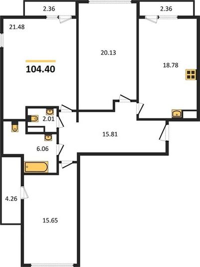Продажа 3-комнатной квартиры 104,4 м², 12/14 этаж