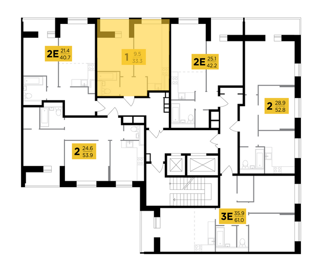 Продажа 1-комнатной квартиры 33,3 м², 6/16 этаж