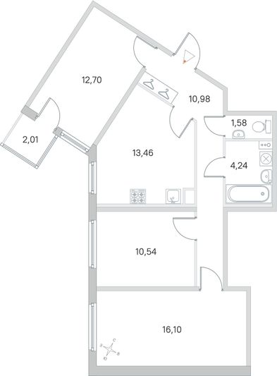 Продажа 3-комнатной квартиры 70,2 м², 1/4 этаж