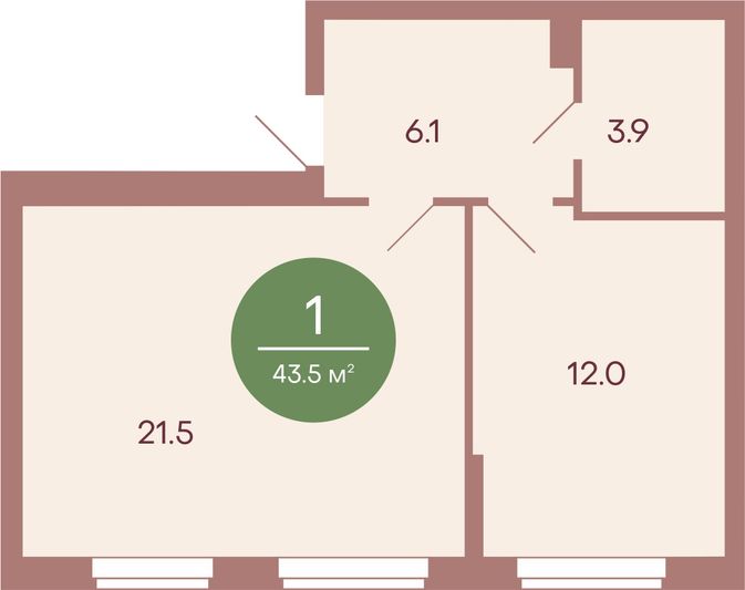 Продажа 1-комнатной квартиры 44 м², 1/17 этаж