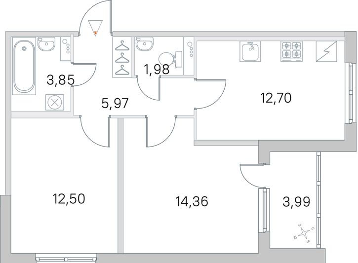 Продажа 2-комнатной квартиры 53,4 м², 1/5 этаж