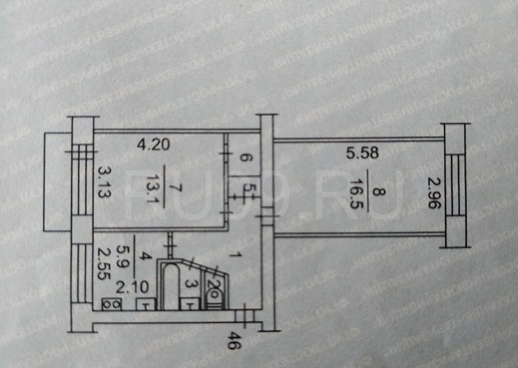 Продажа 2-комнатной квартиры 47,5 м², 5/5 этаж