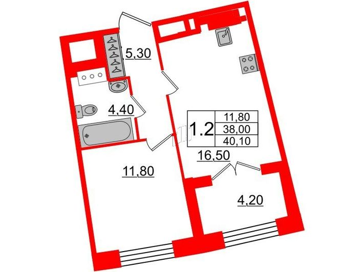 Продажа 1-комнатной квартиры 38 м², 7/8 этаж