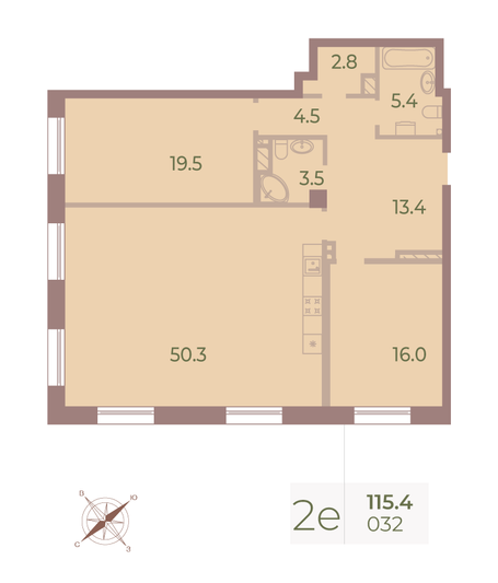 Продажа 2-комнатной квартиры 115 м², 6/9 этаж
