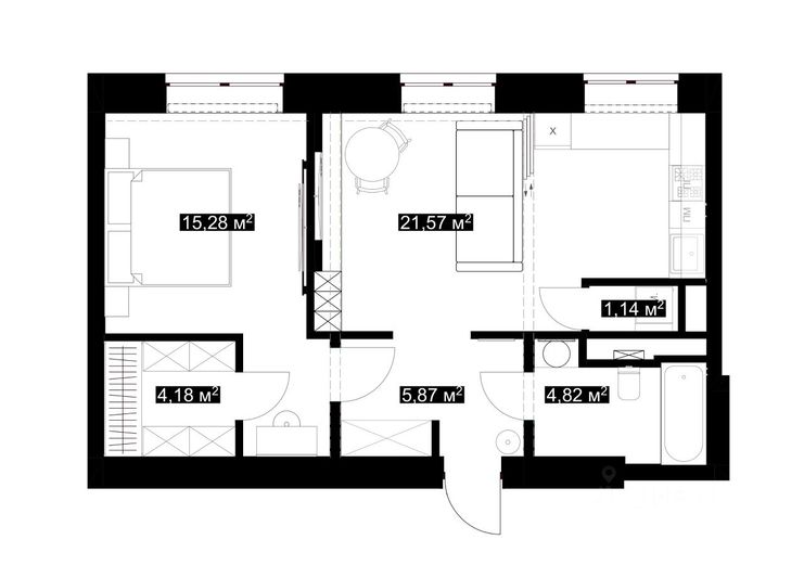 Продажа 2-комнатной квартиры 55,2 м², 2/8 этаж