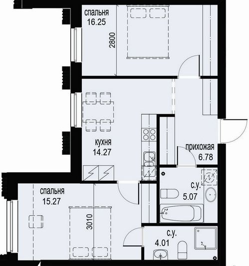 Продажа 2-комнатной квартиры 61,7 м², 2/10 этаж