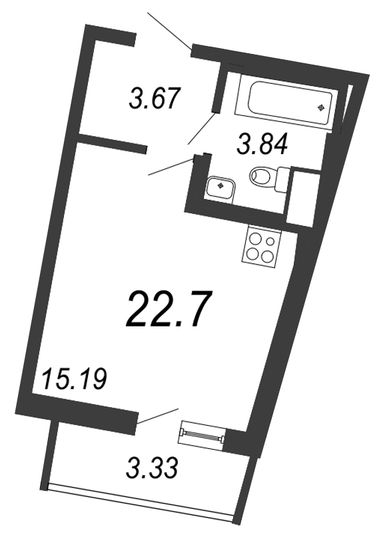 Продажа квартиры-студии 22,7 м², 5/21 этаж