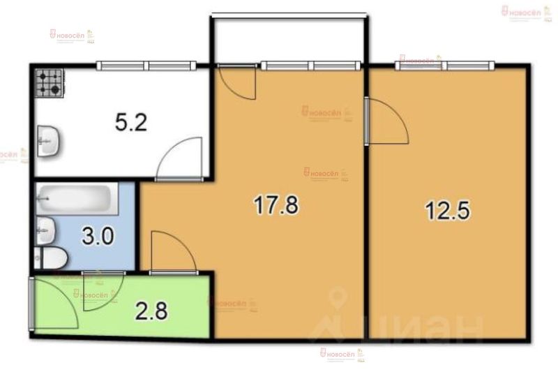 Аренда 2-комнатной квартиры 44 м², 5/5 этаж