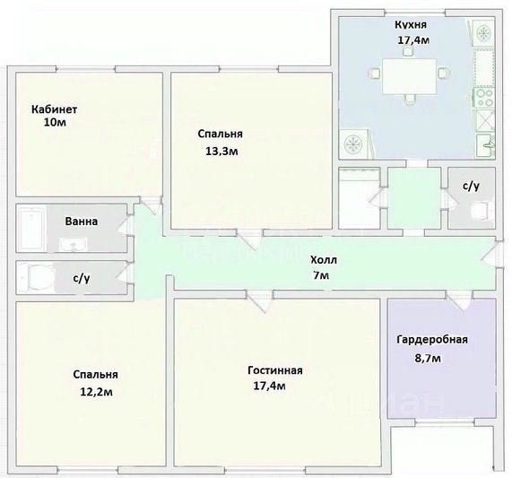 Продажа 4-комнатной квартиры 103 м², 1/12 этаж