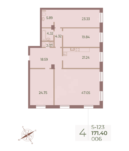 Продажа 4-комнатной квартиры 171,5 м², 2/9 этаж