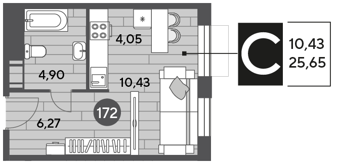 Продажа квартиры-студии 25,6 м², 10/10 этаж