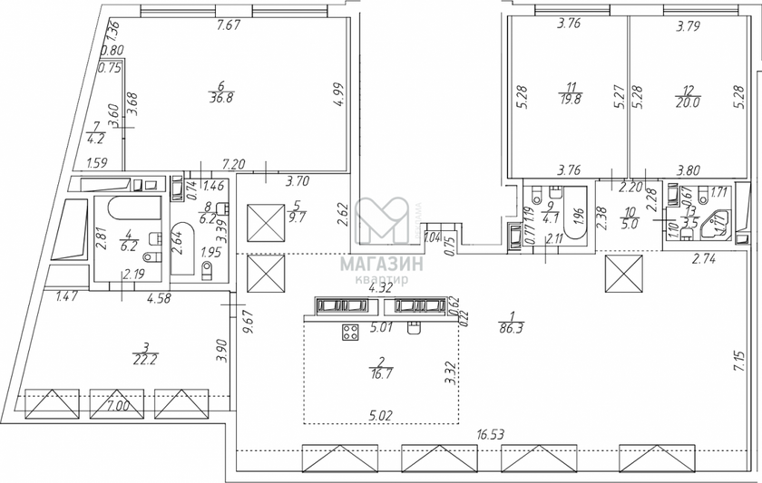 Продажа 4-комнатной квартиры 240,7 м², 7/7 этаж