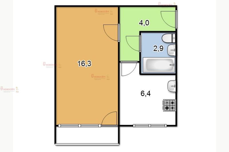 Продажа 1-комнатной квартиры 28 м², 1/5 этаж