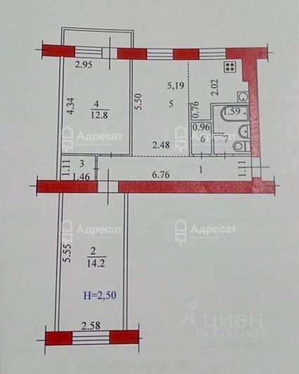 Продажа 3-комнатной квартиры 58,2 м², 5/6 этаж