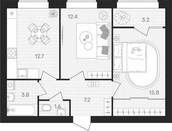 Продажа 2-комнатной квартиры 56,7 м², 6/10 этаж