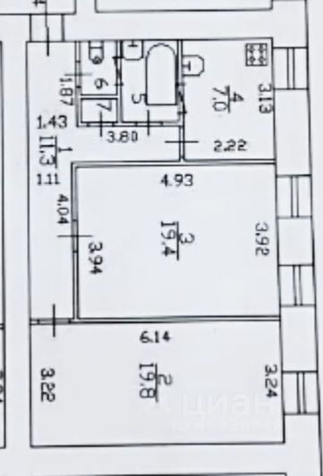 Продажа 2-комнатной квартиры 62 м², 2/4 этаж